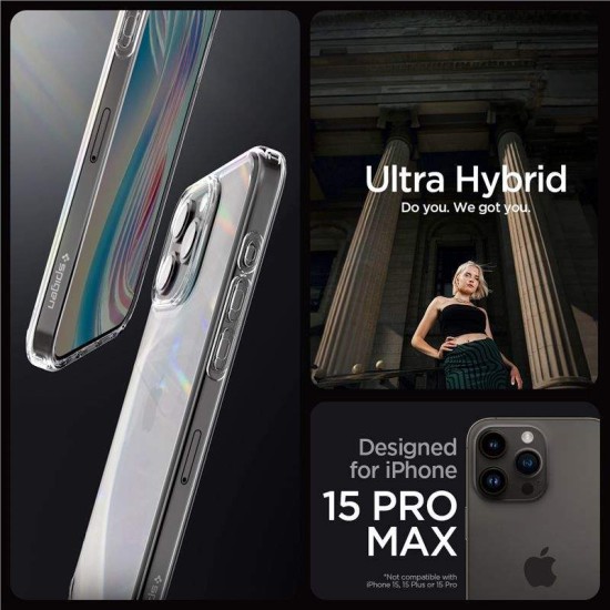 Husa Spigen Ultra Hybrid compatibila cu iPhone 15 Pro Max Crystal Clear (iPhone 15 Pro Max, ACS06565) by www.silkase.ro