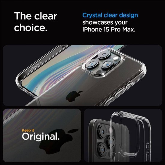 Husa Spigen Ultra Hybrid compatibila cu iPhone 15 Pro Max Crystal Clear (iPhone 15 Pro Max, ACS06565) by www.silkase.ro
