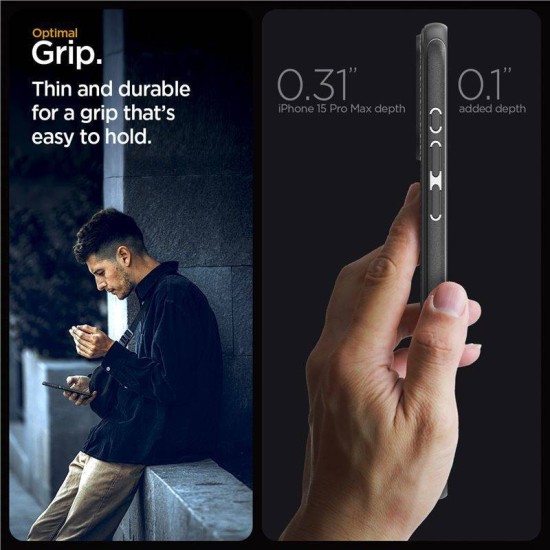 Husa de protectie Spigen Mag Armor, pentru iPhone 15 Pro Max, Senzatie premium la atingere, Tehnologie avansata anti-soc, Matte Black (iPhone 15 Pro Max, ACS06597) by www.silkase.ro