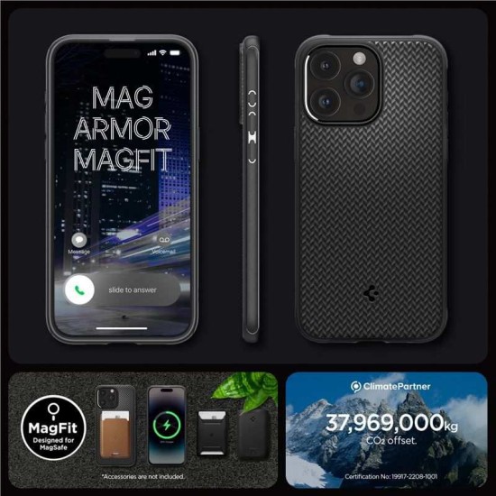 Husa de protectie Spigen Mag Armor, pentru iPhone 15 Pro Max, Senzatie premium la atingere, Tehnologie avansata anti-soc, Matte Black (iPhone 15 Pro Max, ACS06597) by www.silkase.ro