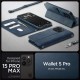 Husa cu snur Spigen Wallet S Pro compatibila cu iPhone 15 Pro Max Navy Blue (iPhone 15 Pro Max, ACS06606) by www.silkase.ro