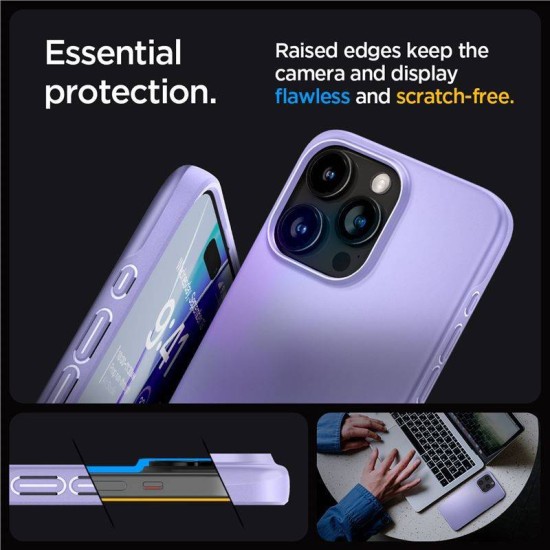 Husa slim Spigen Thin Fit compatibila cu iPhone 15 Pro Purple (iPhone 15 Pro, ACS06692) by www.silkase.ro
