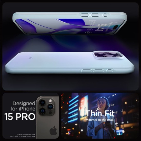 Husa pentru iPhone 15 Pro - Spigen Thin Fit - Mute Blue (Spigen, iPhone 15 Pro) by www.silkase.ro Husa pentru iPhone 15 Pro - Spigen Thin Fit - Mute Blue (iPhone 15 Pro, ACS06693) by www.silkase.ro