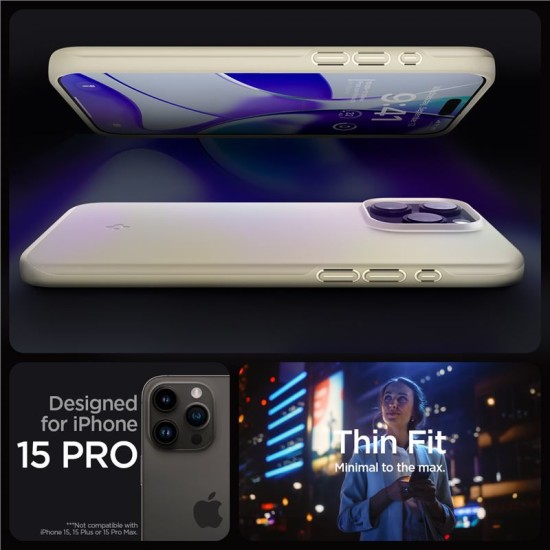 Husa Spigen Thin Fit pentru Apple iPhone 15 Pro Bej (Spigen, iPhone 15 Pro) by www.silkase.ro Husa Spigen Thin Fit pentru Apple iPhone 15 Pro Bej (iPhone 15 Pro, ACS06694) by www.silkase.ro