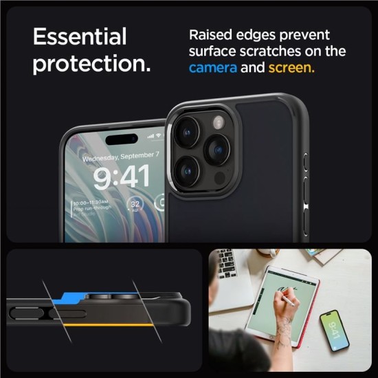Husa pentru iPhone 15 Pro - Spigen Ultra Hybrid - Frost Black (Spigen, iPhone 15 Pro) by www.silkase.ro Husa pentru iPhone 15 Pro - Spigen Ultra Hybrid - Frost Black (iPhone 15 Pro, ACS06709) by www.silkase.ro