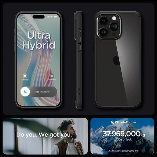 Husa de protectie hibrida Spigen Ultra Hybrid pentru iPhone 15 Pro, negru mat (iPhone 15 Pro, ACS06713) by www.silkase.ro