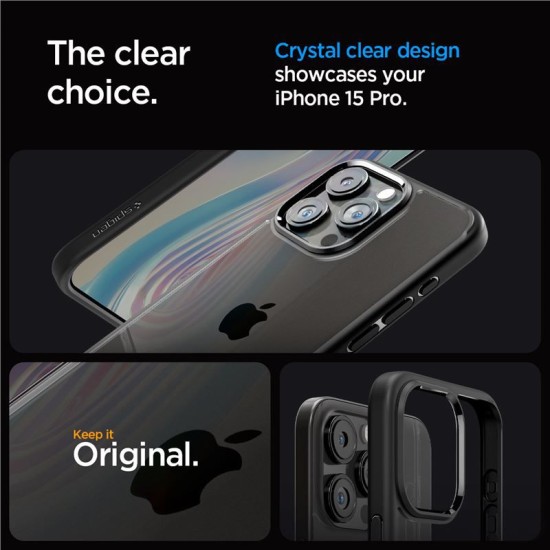 Husa de protectie hibrida Spigen Ultra Hybrid pentru iPhone 15 Pro, negru mat (iPhone 15 Pro, ACS06713) by www.silkase.ro