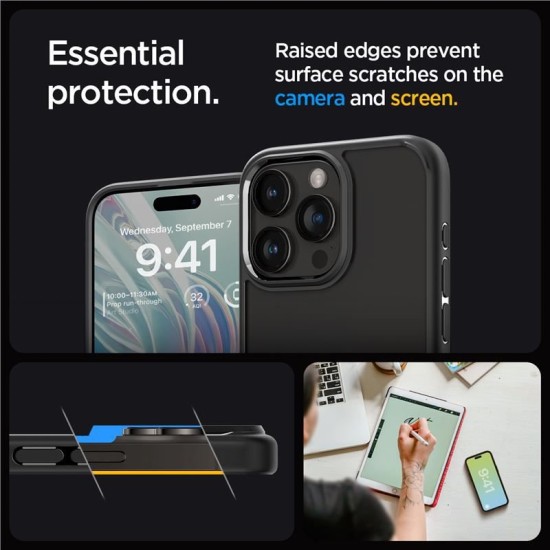 Husa de protectie hibrida Spigen Ultra Hybrid pentru iPhone 15 Pro, negru mat (iPhone 15 Pro, ACS06713) by www.silkase.ro