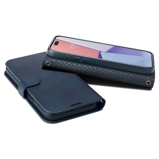 Husa cu snur Spigen Wallet S Pro compatibila cu iPhone 15 Pro Navy Blue (iPhone 15 Pro, ACS06741) by www.silkase.ro