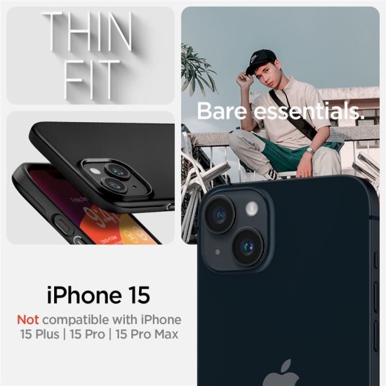 Husa pentru iPhone 15, Spigen Thin Fit, Black (Spigen, iPhone 15 Pro) by www.silkase.ro Husa pentru iPhone 15, Spigen Thin Fit, Black (iPhone 15 Pro, ACS06776) by www.silkase.ro