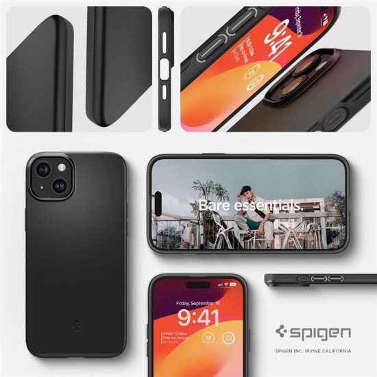 Husa pentru iPhone 15, Spigen Thin Fit, Black (Spigen, iPhone 15 Pro) by www.silkase.ro Husa pentru iPhone 15, Spigen Thin Fit, Black (iPhone 15 Pro, ACS06776) by www.silkase.ro
