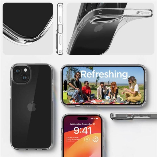 Husa pentru iPhone 15 - Spigen Liquid Crystal - Clear (iPhone 15, ACS06786) by www.silkase.ro