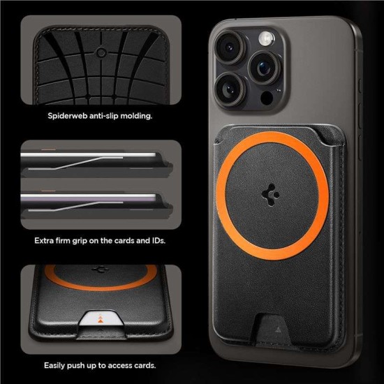 Portofel magnetic telefon Spigen compatibil cu Apple, Piele ecologica, Negru (Spigen, Accesorii telefoane) by www.silkase.ro Portofel magnetic telefon Spigen compatibil cu Apple, Piele ecologica, Negru (Portofele și Suporturi Card, AFA06866) by www.silkase.ro