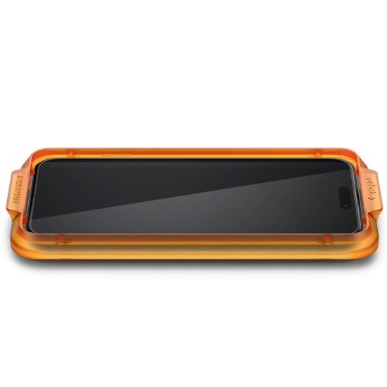 Set 2 folii de sticla securizate, Spigen, Pentru iPhone 15 Pro Max, Negru/Transparent (Ingredi, AGL06875) by www.silkase.ro