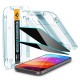 Set 2 folii sticla cu sistem de montare Case friendly Spigen GLAStR EZ FIT compatibil cu iPhone 15 Plus / 16 Plus Privacy (Ingredi, AGL06885) by www.silkase.ro