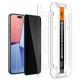 Set 2 folii sticla cu sistem de montare Case friendly Spigen GLAStR EZ FIT compatibil cu iPhone 15 Plus / 16 Plus Privacy (Ingredi, AGL06885) by www.silkase.ro