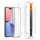 Set 2 folii sticla cu sistem de montare Spigen GLAStR EZ FIT compatibil cu iPhone 15 Pro Black (Ingredi, AGL06893) by www.silkase.ro