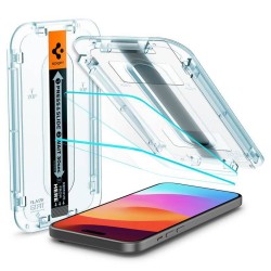 Set 2 folii de protectie Spigen Glass tR EZ Fit pentru Apple iPhone 16, transparenta