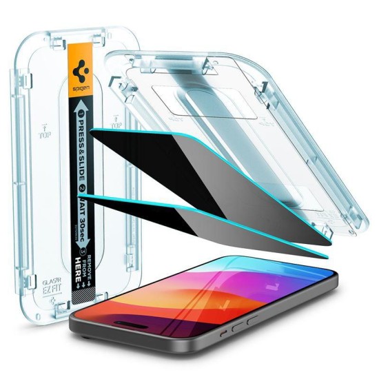 Set 2 folii de protectie Spigen Glass tR EZ Fit (Privacy) pentru Apple iPhone 16 (Spigen, iPhone 16) by www.silkase.ro Set 2 folii de protectie Spigen Glass tR EZ Fit (Privacy) pentru Apple iPhone 16 (iPhone 16, AGL06905) by www.silkase.ro