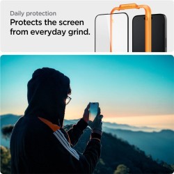Folie pentru iPhone 15 (set 2) - Spigen Glas.TR Align Master - Black Folie pentru iPhone 15 (set 2) - Spigen Glas.TR Align Master - Black