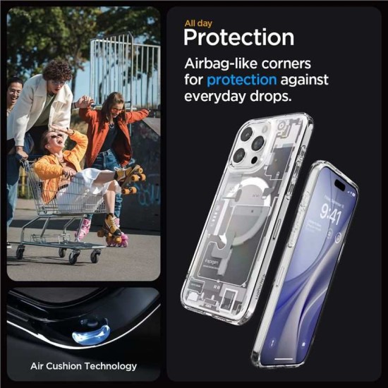 Husa Spigen Ultra Hybrid Mag MagSafe pentru Apple iPhone 15 Pro Alb (iPhone 15 Pro, ACS07036) by www.silkase.ro