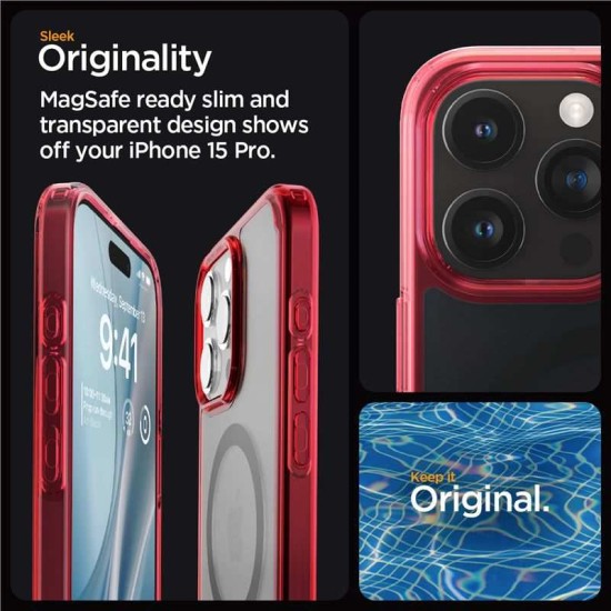 Husa Spigen Ultra Hybrid MagSafe compatibila cu iPhone 15 Pro Frost Red (iPhone 15 Pro, ACS07057) by www.silkase.ro