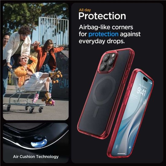 Husa Spigen Ultra Hybrid MagSafe compatibila cu iPhone 15 Pro Frost Red (iPhone 15 Pro, ACS07057) by www.silkase.ro