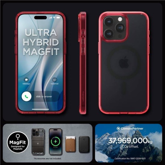 Husa Spigen Ultra Hybrid MagSafe compatibila cu iPhone 15 Pro Frost Red (iPhone 15 Pro, ACS07057) by www.silkase.ro