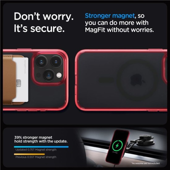 Husa Spigen Ultra Hybrid MagSafe compatibila cu iPhone 15 Pro Frost Red (iPhone 15 Pro, ACS07057) by www.silkase.ro