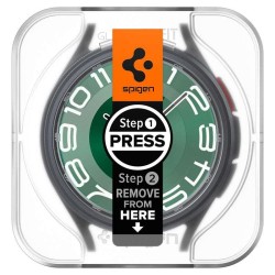 Set 2 folii sticla transparente cu sistem de montare Spigen GLAStR EZ FIT compatibil cu Samsung Galaxy Watch 6 Classic 47mm Set 2 folii sticla transparente cu sistem de montare Spigen GLAStR EZ FIT compatibil cu Samsung Galaxy Watch 6 Classic 47mm