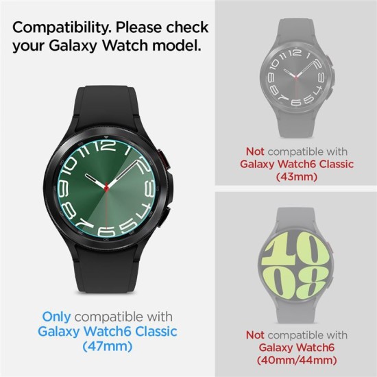 Set 2 folii sticla transparente cu sistem de montare Spigen GLAStR EZ FIT compatibil cu Samsung Galaxy Watch 6 Classic 47mm (Spigen, Ingredi) by www.silkase.ro Set 2 folii sticla transparente cu sistem de montare Spigen GLAStR EZ FIT compatibil cu Samsung Galaxy Watch 6 Classic 47mm (Ingredi, AGL07066) by www.silkase.ro