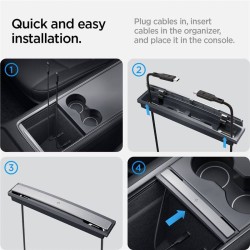 Statie organizator cablu de incarcare Spigen pentru Tesla Model Y/3, neagra Statie organizator cablu de incarcare Spigen pentru Tesla Model Y/3, neagra