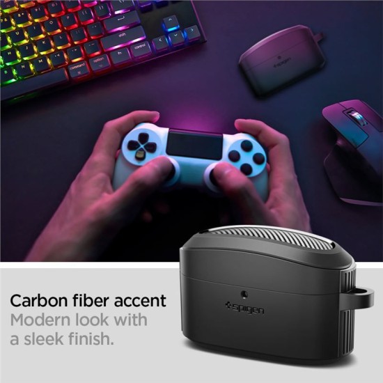 Husa Spigen Rugged Armor pentru Sony WF-1000XM5, negru (WF-1000XM5, ACS07086) by www.silkase.ro