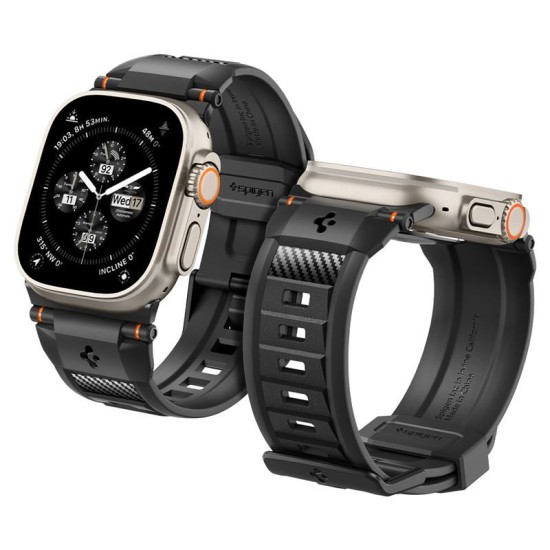 Curea Spigen Rugged Ultra Band pentru Apple Watch 4/5/6/7/8/9/Se/Ultra 1/2 (42/44/45/49 mm) Negru Mat (Ingredi, AMP07105) by www.silkase.ro
