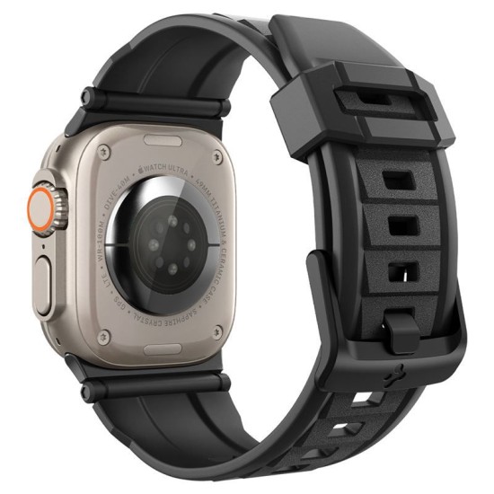 Curea Spigen Rugged Ultra Band pentru Apple Watch 4/5/6/7/8/9/Se/Ultra 1/2 (42/44/45/49 mm) Negru Mat (Ingredi, AMP07105) by www.silkase.ro