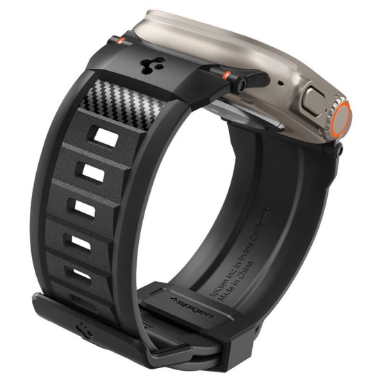 Curea Spigen Rugged Ultra Band pentru Apple Watch 4/5/6/7/8/9/Se/Ultra 1/2 (42/44/45/49 mm) Negru Mat (Ingredi, AMP07105) by www.silkase.ro