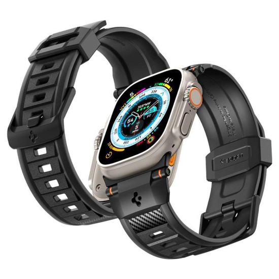 Curea Spigen Rugged Ultra Band pentru Apple Watch 4/5/6/7/8/9/Se/Ultra 1/2 (42/44/45/49 mm) Negru Mat (Ingredi, AMP07105) by www.silkase.ro