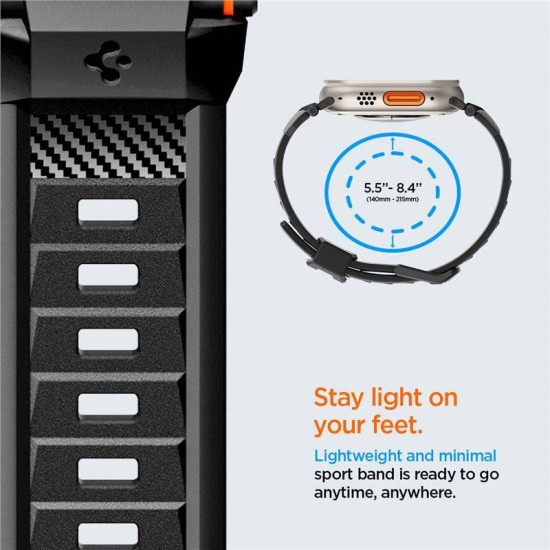 Curea Spigen Rugged Ultra Band pentru Apple Watch 4/5/6/7/8/9/Se/Ultra 1/2 (42/44/45/49 mm) Negru Mat (Ingredi, AMP07105) by www.silkase.ro