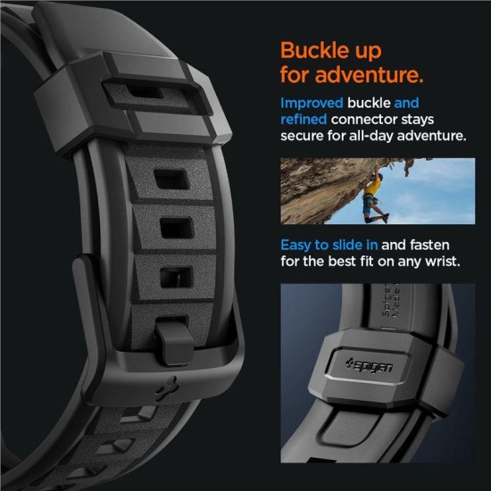 Curea Spigen Rugged Ultra Band pentru Apple Watch 4/5/6/7/8/9/Se/Ultra 1/2 (42/44/45/49 mm) Negru Mat (Ingredi, AMP07105) by www.silkase.ro