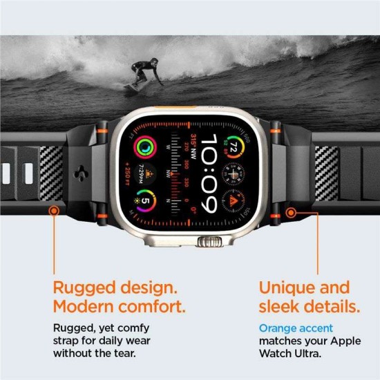 Curea Spigen Rugged Ultra Band pentru Apple Watch 4/5/6/7/8/9/Se/Ultra 1/2 (42/44/45/49 mm) Negru Mat (Ingredi, AMP07105) by www.silkase.ro