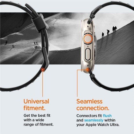 Curea Spigen Rugged Ultra Band pentru Apple Watch 4/5/6/7/8/9/Se/Ultra 1/2 (42/44/45/49 mm) Negru Mat (Ingredi, AMP07105) by www.silkase.ro
