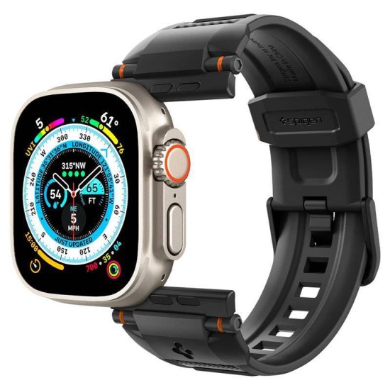 Curea Spigen Rugged Ultra Band pentru Apple Watch 4/5/6/7/8/9/Se/Ultra 1/2 (42/44/45/49 mm) Negru Mat (Ingredi, AMP07105) by www.silkase.ro