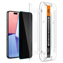 Folie sticla cu sistem de montare Case friendly Spigen GLAStR EZ FIT compatibila cu iPhone 15 Pro Max Privacy Folie sticla cu sistem de montare Case friendly Spigen GLAStR EZ FIT compatibila cu iPhone 15 Pro Max Privacy