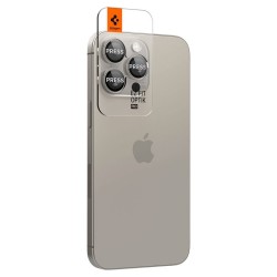 Folie Camera pentru iPhone 14 Pro / 14 Pro Max / 15 Pro / 15 Pro Max (set 2) - Spigen Glas.tR Optik - Natural Titanium