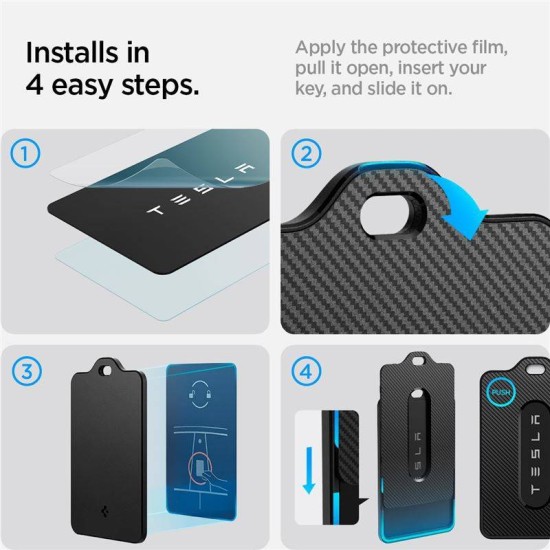 Set 2 huse pentru card cheie Spigen Tesla Air Fit (Accesorii auto, ACP07175) by www.silkase.ro