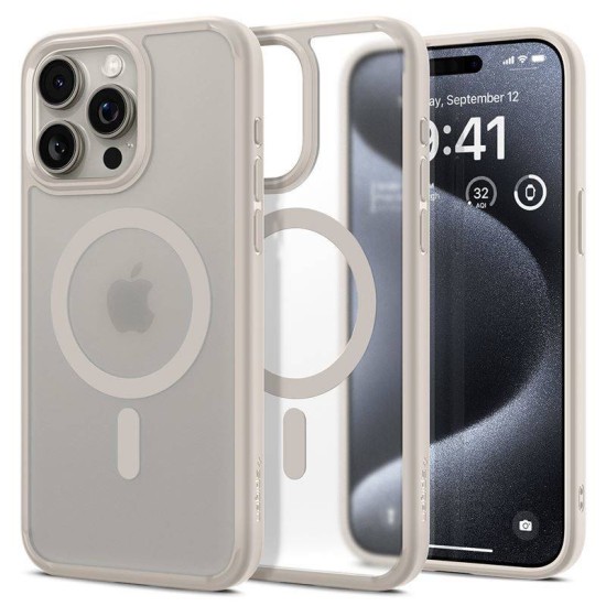 Husa Spigen Ultra Hybrid MagSafe compatibila cu iPhone 15 Pro Frost Natural Titanium (Spigen, iPhone 15 Pro) by www.silkase.ro Husa Spigen Ultra Hybrid MagSafe compatibila cu iPhone 15 Pro Frost Natural Titanium (iPhone 15 Pro, ACS07215) by www.silkase.ro