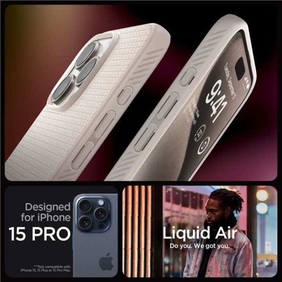 Husa Spigen Liquid Air pentru Apple iPhone 15 Pro Bej (iPhone 15 Pro, ACS07217) by www.silkase.ro