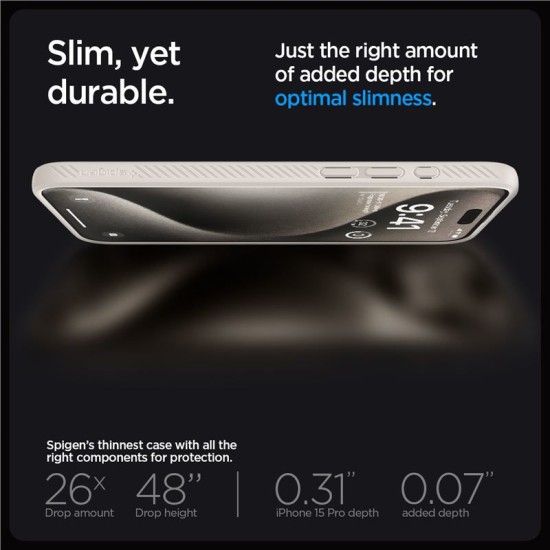 Husa Spigen Liquid Air pentru Apple iPhone 15 Pro Bej (iPhone 15 Pro, ACS07217) by www.silkase.ro