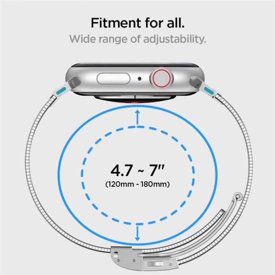 Curea Spigen Sleek Link pentru Apple Watch 42/44/45/49mm, argintie (Ingredi, AMP07224) by www.silkase.ro