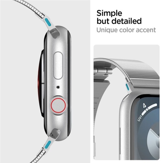 Curea Spigen, Sleek Link, pentru Apple Watch 38/40/41mm, otel inoxidabil, argintiu, 15x2cm (Ingredi, AMP07225) by www.silkase.ro